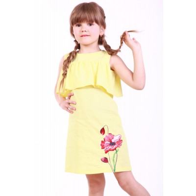 Embroidered dress for girl "Wild Poppy" Yellow